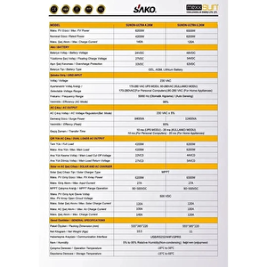 Sako Ultra 6.2 Kw 48 V Mppt Tam Sinüs Akıllı İnverter (6200 W)
