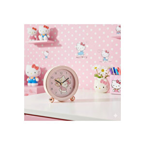 Yuvarlak Hello Kitty Masa Saati Alarmlı, Beyaz, 10x10