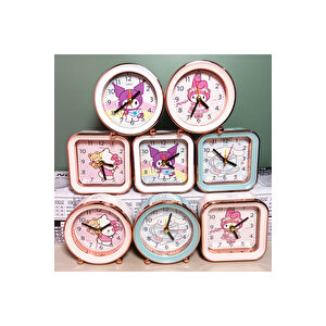 Yuvarlak Hello Kitty Masa Saati Alarmlı, Beyaz, 10x10