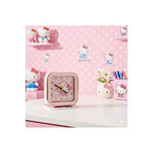 Kare Hello Kitty Masa Saati Alarmlı, Beyaz, 10x10