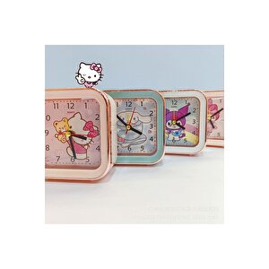 Kare Hello Kitty Masa Saati Alarmlı, Beyaz, 10x10