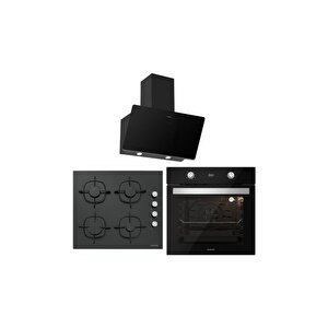 Siyah Cam Ankastre Set (bo6504b01 + Cs5335b01 + 3457)