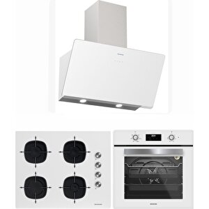 Beyaz 65 Cm Ocaklı Dijital Fırınlı Ankastre Set (3457 Soho - Cs5700e7w01 - Bo6502w02 )