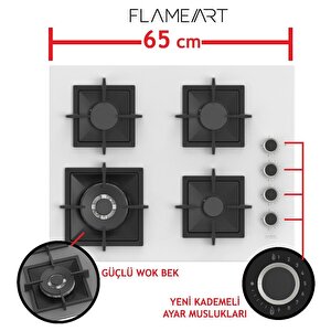Steamart-fryart-silentart Serisi Beyaz Set (sc406-wfa + Qep64cb +d064-sa ) - Döküm Izgara / 65 Cm Ocak