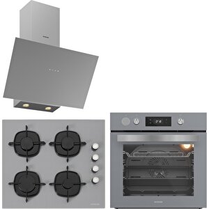 Gri Cam Ankastre Set Bo65p4s01-cs5700e6s01-3481 Flam Gri (buhar Ve Airfryer Özellikli Fırın)