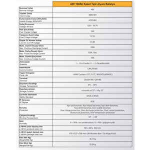 48v 100ah Lifepo4 Lityum Akü 6000 Döngü 1c