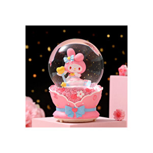 Melody Büyük Boy Kar Küresi Işıklı, Müzikli, Püskürtmeli, Pembe, 16x12