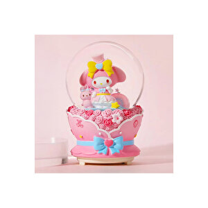 Melody Büyük Boy Kar Küresi Işıklı, Müzikli, Püskürtmeli, Pembe, 16x12