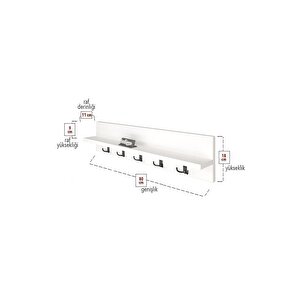 Portmanto Duvar Askılığı Elbise Askılığı Beyaz 80 Cm