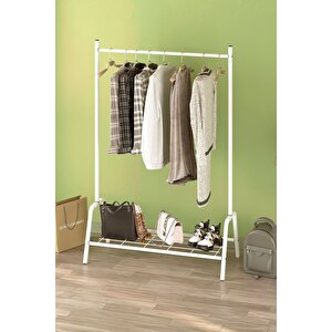 Konfeksiyon Askısı Ayaklı Askılık Elbise Askılığı Raflı Askılık Venüs Beyaz