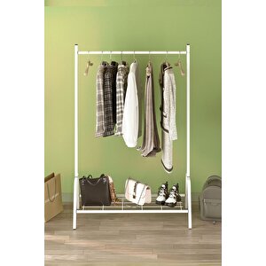 Konfeksiyon Askısı Ayaklı Askılık Elbise Askılığı Raflı Askılık Venüs Beyaz