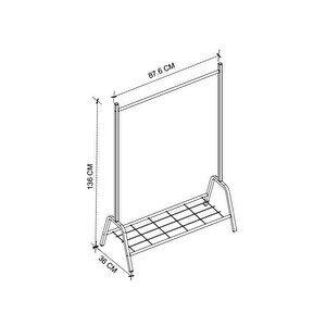 Konfeksiyon Askısı Ayaklı Askılık Elbise Askılığı Raflı Askılık Venüs Beyaz