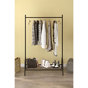 Konfeksiyon Askısı Ayaklı Askılık Elbise Askılığı Raflı Askılık Venüs Siyah