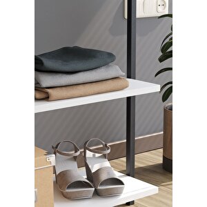 Konfeksiyon Askısı Ayaklı Askılık Elbise Askılığı Raflı Askılık Jüpiter Beyaz