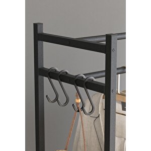 Konfeksiyon Askısı Ayaklı Askılık Elbise Askılığı Raflı Askılık Jüpiter Beyaz