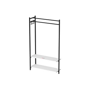 Konfeksiyon Askısı Ayaklı Askılık Elbise Askılığı Raflı Askılık Jüpiter Beyaz