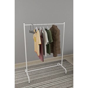 Konfeksiyon Askısı Ayaklı Askılık Elbise Askılığı Beyaz