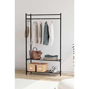 Konfeksiyon Askısı Ayaklı Askılık Elbise Askılığı Raflı Askılık Jüpiter Antrasit