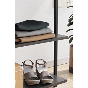 Konfeksiyon Askısı Ayaklı Askılık Elbise Askılığı Raflı Askılık Jüpiter Antrasit