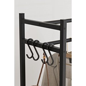 Konfeksiyon Askısı Ayaklı Askılık Elbise Askılığı Raflı Askılık Jüpiter Antrasit