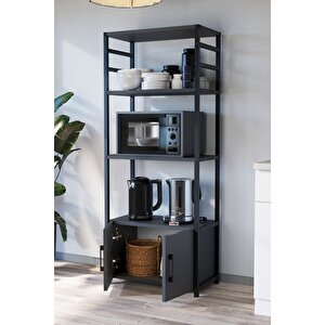 Mutfak Standı 2 Kapaklı 4 Raflı Kahve Köşesi Mutfak Rafı Mutfak Bangosu Kolombiya Antrasit