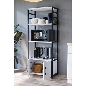 Mutfak Standı 2 Kapaklı 4 Raflı Kahve Köşesi Mutfak Rafı Mutfak Bangosu Kolombiya Beyaz