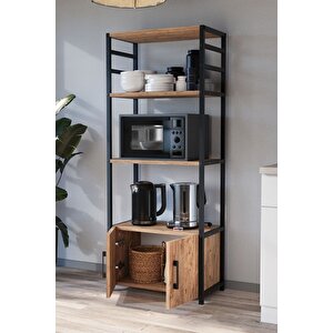 Mutfak Standı 2 Kapaklı 4 Raflı Kahve Köşesi Mutfak Rafı Mutfak Bangosu Kolombiya Çam
