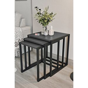 3'lü Metal Zigon Sehpa Zigon Sehpa Orta Sehpa Yan Sehpa Antrasit