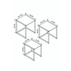 3'lü Metal Zigon Sehpa Zigon Sehpa Orta Sehpa Yan Sehpa Antrasit