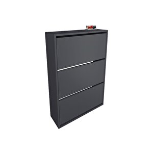 Bofigo Düşer Kapak Ayakkabılık Kayar Raflı Ayakkabılık 3 Bölmeli Ayakkabılık Melek Antrasit