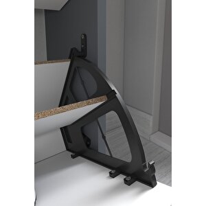 Bofigo Düşer Kapak Ayakkabılık Kayar Raflı Ayakkabılık 3 Bölmeli Ayakkabılık Melek Antrasit-beyaz