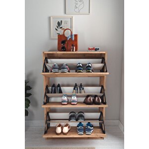 Düşer Kapak Ayakkabılık Kayar Raflı Ayakkabılık 3 Bölmeli Ayakkabılık Melek Çam