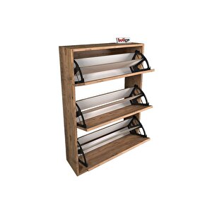 Bofigo Düşer Kapak Ayakkabılık Kayar Raflı Ayakkabılık 3 Bölmeli Ayakkabılık Melek Çam