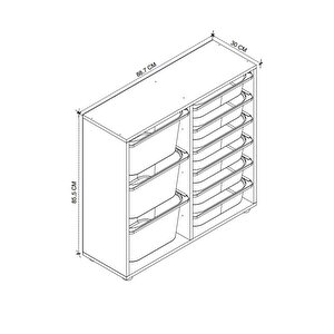 9 Sepetli Dolap Çok Amaçlı Dolap Oyuncak Dolabı Çağla Safir Meşe