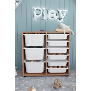 9 Sepetli Dolap Çok Amaçlı Dolap Oyuncak Dolabı Çağla Çam