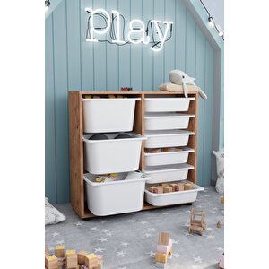 9 Sepetli Dolap Çok Amaçlı Dolap Oyuncak Dolabı Çağla Çam