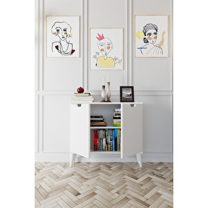 Elegant 2 Kapaklı Dekoratif Konsol  Beyaz