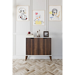 Elegant 2 Kapaklı Dekoratif Konsol Barok Ceviz Beyaz