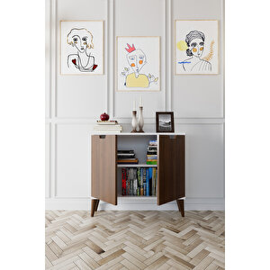 Elegant 2 Kapaklı Dekoratif Konsol Barok Ceviz Beyaz