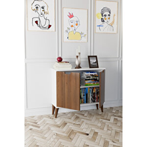 Elegant 2 Kapaklı Dekoratif Konsol Barok Ceviz Beyaz