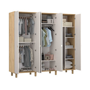 Bohem 6 Kapaklı Aynalı Gardırop Florida Meşe-vizon 240x226x60 Cm