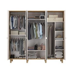 Bohem 6 Kapaklı Aynalı Gardırop Florida Meşe-vizon 240x226x60 Cm