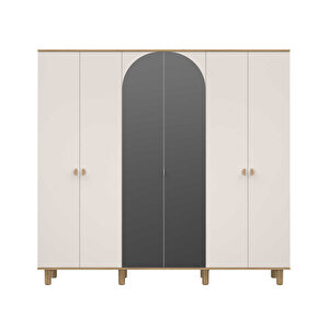 Bohem 6 Kapaklı Aynalı Gardırop Florida Meşe-vizon 240x226x60 Cm