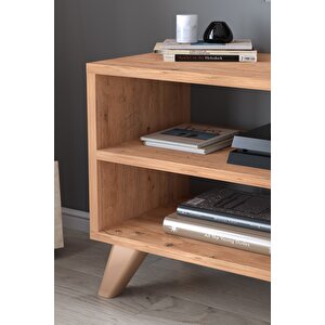 Tv Sehpası Kapaklı Tv Sehpası Raflı Tv Ünitesi Televizyon Sehpası 100 X 35 Cm Malta Çam