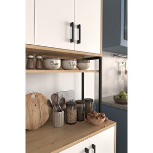 8 Kapaklı Çok Amaçlı Dolap Defne Mutfak Dolabı Erzak Dolabı Kiler Dolabı Safir Meşe Beyaz