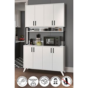 8 Kapaklı Çok Amaçlı Dolap Defne Mutfak Dolabı Erzak Dolabı Kiler Dolabı Beyaz