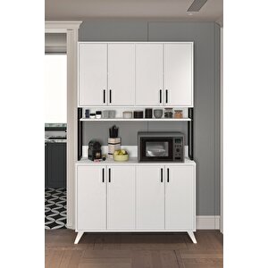 8 Kapaklı Çok Amaçlı Dolap Defne Mutfak Dolabı Erzak Dolabı Kiler Dolabı Beyaz