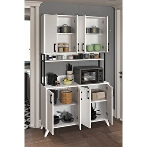 8 Kapaklı Çok Amaçlı Dolap Defne Mutfak Dolabı Erzak Dolabı Kiler Dolabı Beyaz