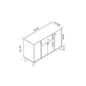 4 Kapaklı Dolap Çekmeceli Çok Amaçlı Dolap Mutfak Dolabı Kahve Köşesi Kiler İlayda Beyaz