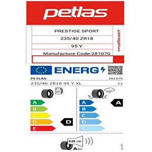 235/40 Zr18 Tl 95y Xl Prestige Sport Yaz Lastiği (üretim Tarihi:2025)